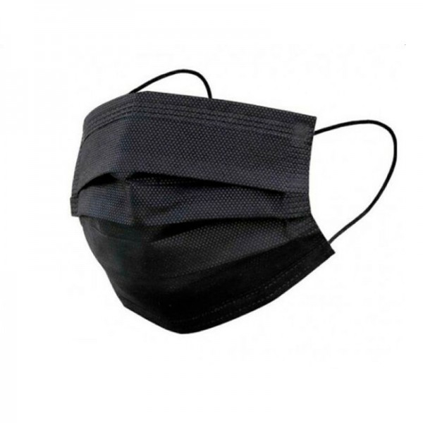 Type IIR Surgical Mask in black color with three layers and CE marking (Box 50 units)